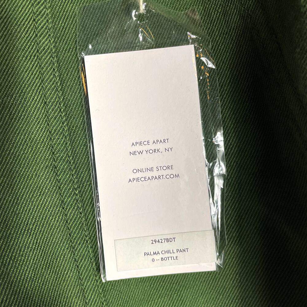Apiece Apart Palma Chill Pant Bottle Green Linen High Rise‎ Straight Leg Sz 0 - Picture 11 of 15